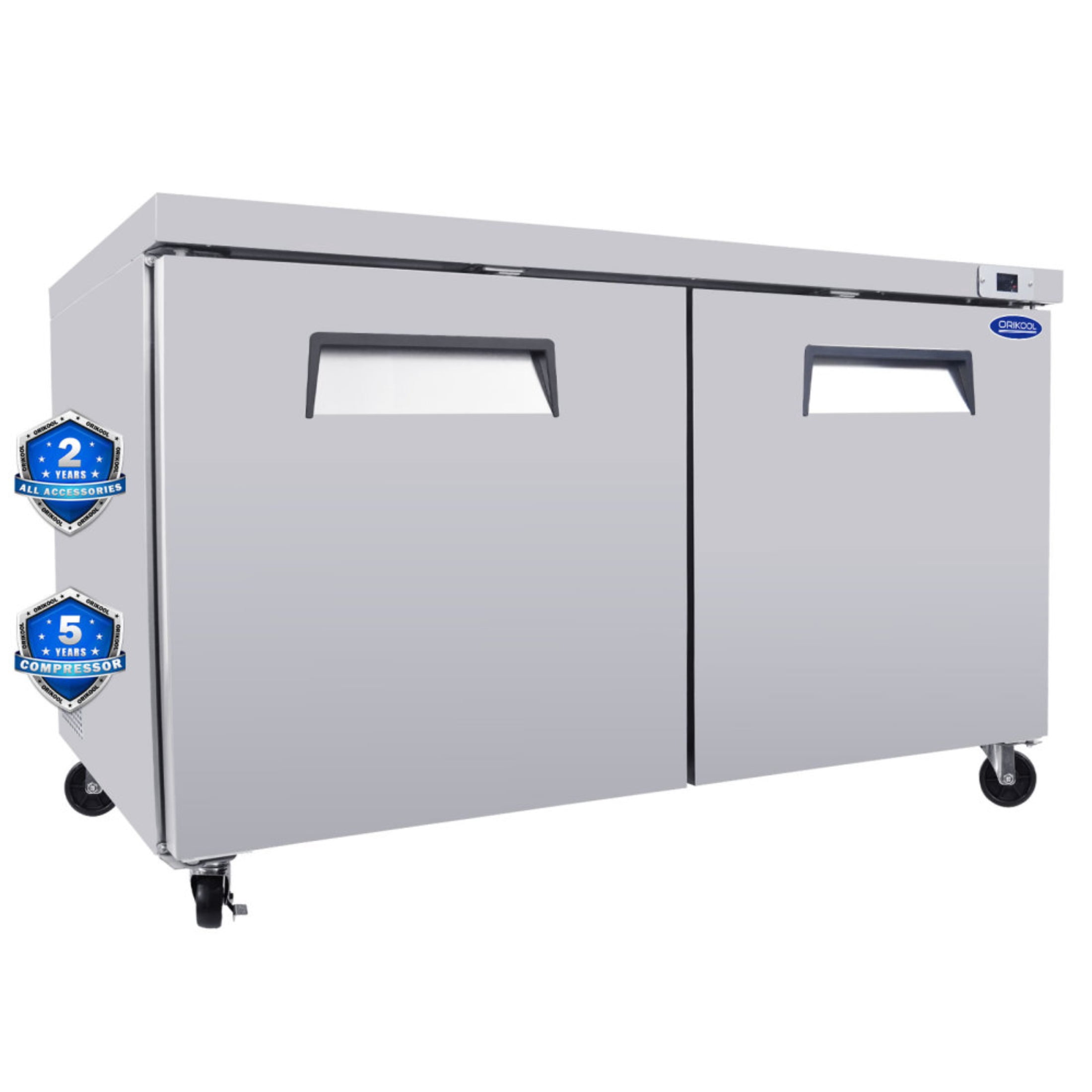 ORIKOOL 60" Commercial Under Counter Freezer 2 Door 18.5 Cu.ft Undercounter Work Top Freezers ETL Approved(LTL carry)