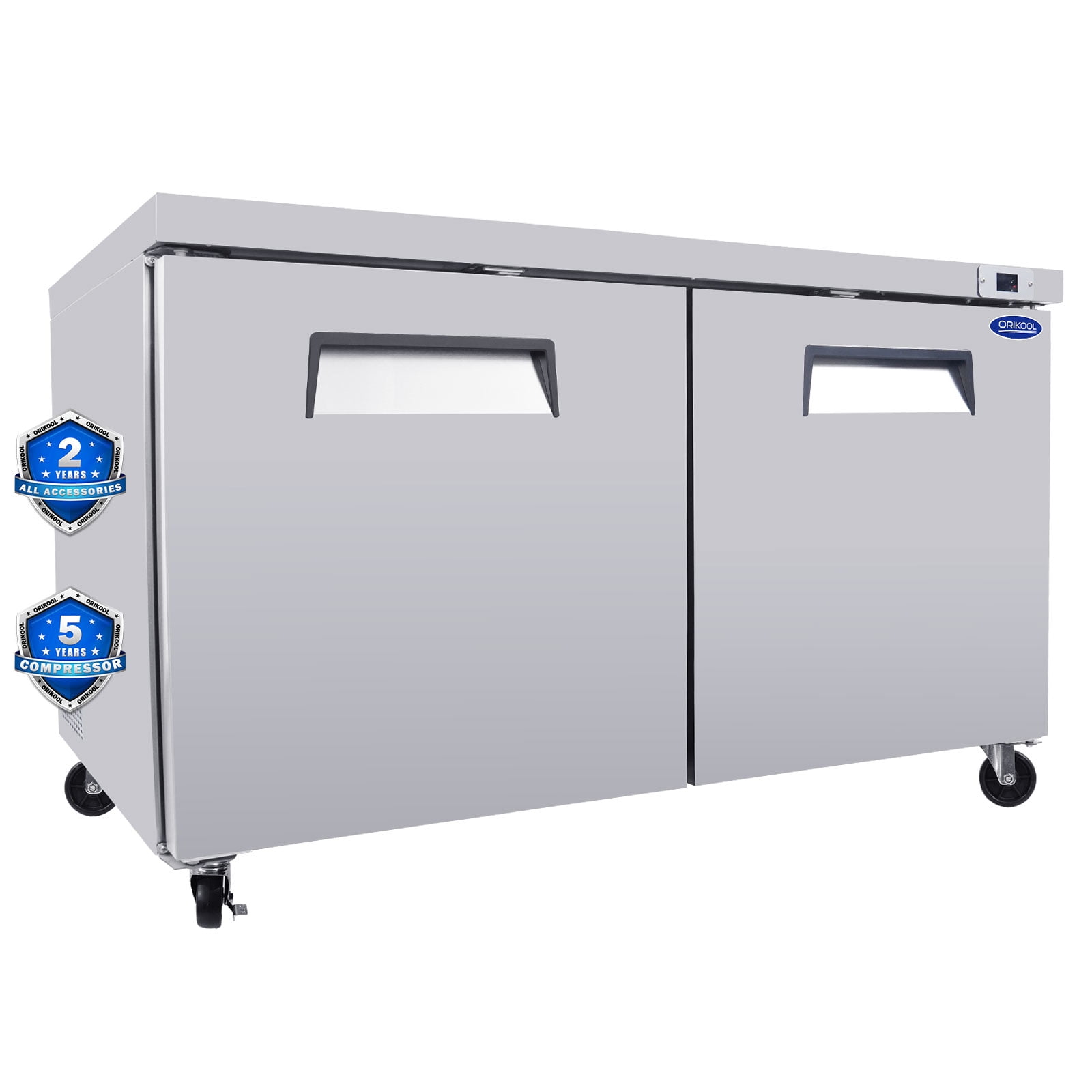 ORIKOOL 60" Commercial Under Counter Freezer 2 Door 18.5 Cu.ft Undercounter Work Top Freezers ETL Approved