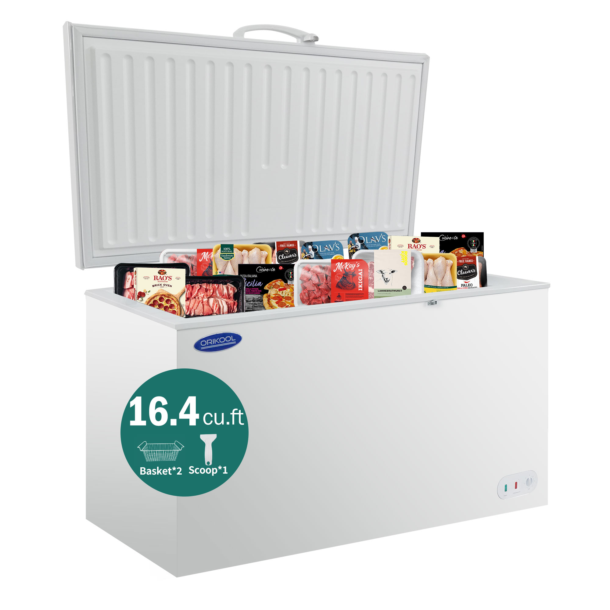 ORIKOOL 60 in Chest Freezer 16.4 Cu.ft Solid Top Commercial Deep Chest