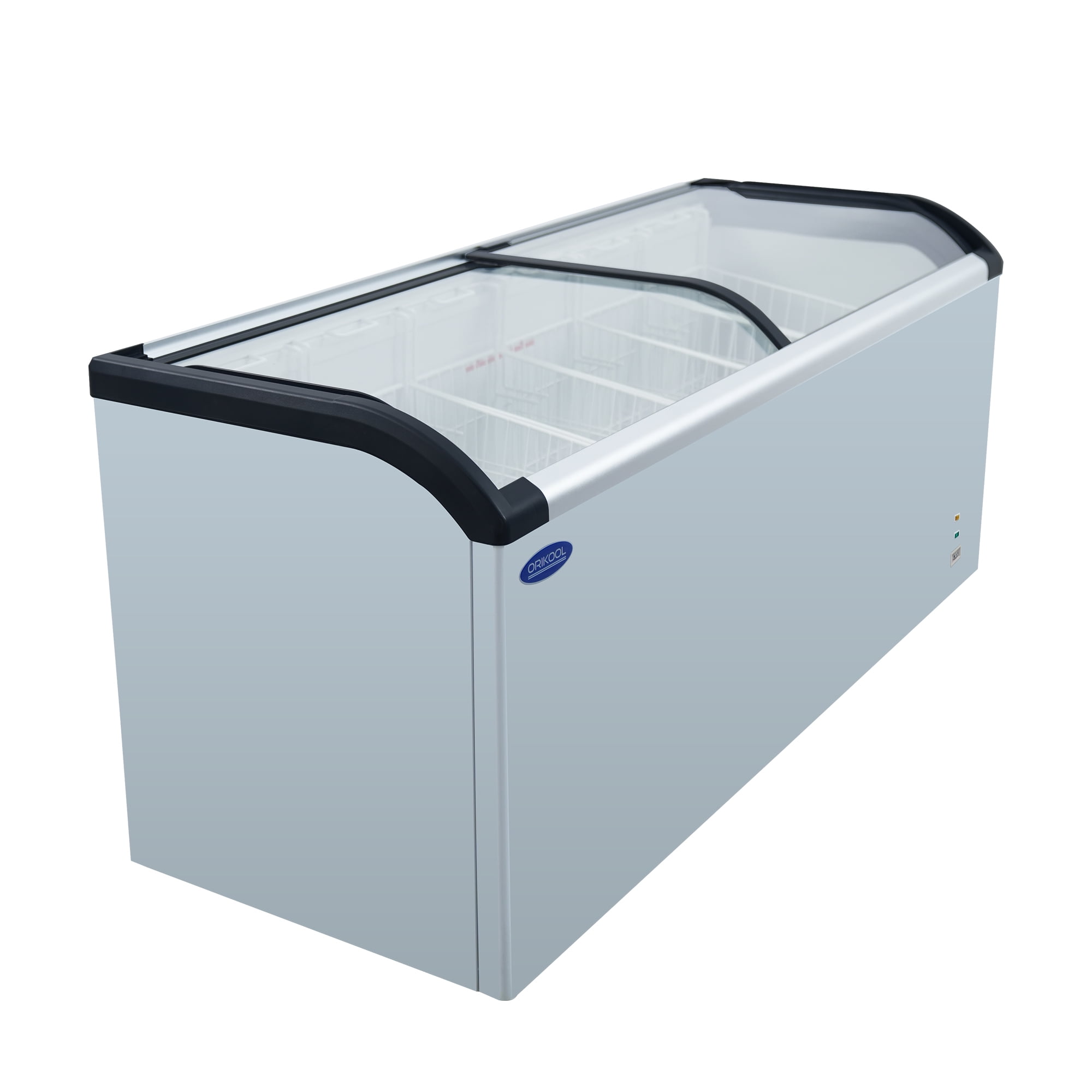 ORIKOOL Stainless Steel 71in Curved Top Display Freezer LED Lighting