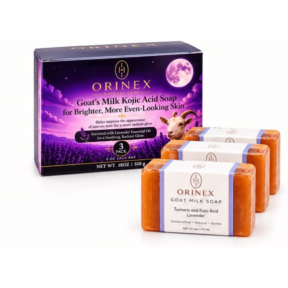 ORINEX Kojic Acid and Turmeric Goat Milk Soap Bars, Lavender, Face and ...