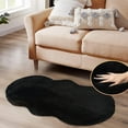 thumbnail image 1 of ORINOVA Black Faux Rabbit Washable Fur Area Rugs For Bedroom Small Fluffy 2x4 Fur Rug Chair Cushion Living Room D?cor, 1 of 9