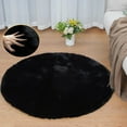 thumbnail image 1 of ORINOVA Black Round Fluffy Rugs For Bedroom Faux Rabbit Fuzzy Washable Fur Area Rugs For Living Room Small Circle Nursery Rug 4ft Cute Room D?cor, 1 of 10