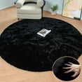 thumbnail image 1 of ORINOVA Black Round Rugs 8ft Machine Washable Rabbit Fur Area Rug Large Circle Rugs For Bedroom Faux Sheepskin Rug Cushion Living Room D?cor, 1 of 10