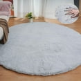 thumbnail image 1 of ORINOVA Light Grey Washable 8ft Round shag Area Rugs For Bedroom Faux Rabbit Fur Circle Rug For Living Room Large Sheepskin Nursery Rug Home D?cor, 1 of 9