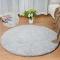 thumbnail image 1 of ORINOVA Machine Washable Shaggy Area Rugs For Living Room Faux Rabbit Fluffy Fur Rug For Bedroom Small Circle Nursery Rug Grey Sheepskin Round Rug 3ft, 1 of 9