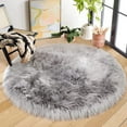 thumbnail image 1 of ORINOVA Silver Grey Furry Washable Faux Shaggy Fur Rugs For Living Room Small Circle Fluffy Sheepskin Fur Rug For Nursery Round Rug 5ft, 1 of 1