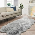 thumbnail image 1 of ORINOVA Silver Grey Plush Faux Sheepskin Fur Area Rugs For Bedroom Nursery Washable Shag Rug 4x6 Rectangle Rug, 1 of 7