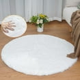 thumbnail image 1 of ORINOVA White Faux Fur Round Rug 4ft Fluffy Rabbit Fur Rug Machine Washable Circle Area Rugs For Living Room Bedroom Home Teen Room Nursery D?cor, 1 of 8