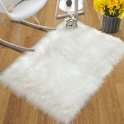 ORINOVA White Faux Sheepskin Shag Fur Rug Washable Area Rugs for Living Room Nursery Rugs for Bedroom 2x3 Rectange Rug Cute Home D?cor