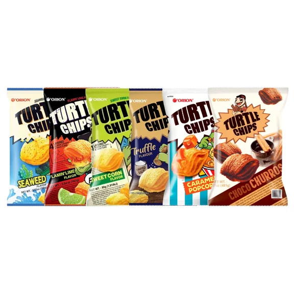 ORION Korean Turtle Chips 6 Flavor Variety Bundle (160G x 6)