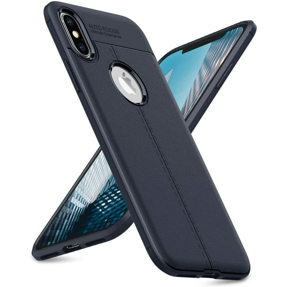 ORIbox Leather Texture Super Thin iPhone XS MAX Case, Navy Matte Finish