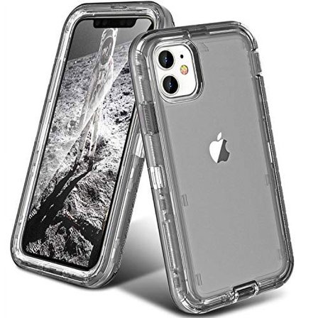 ORIbox Shockproof Heavy Duty Cell Phone Case for Apple iPhone 11, Crystal Gray