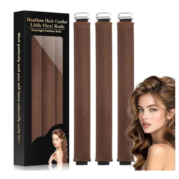 ORK Overnight Heatless Hair Curler to Sleep in, Satin Velvet Overnight Curls Flexi Blowout Jumbo Rods, No Heat Sleeping Curling for Hair Styling Tools - 3pcs Brown