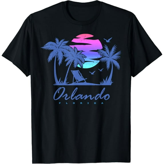 ORLANDO FLORIDA Family Vacation Trip Retro Vintage Sunset T-Shirt