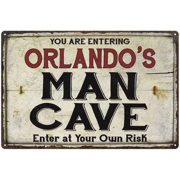 ORLANDO'S Man Cave Sign Rustic 16 x 24 Matte Finish Metal 116240035335