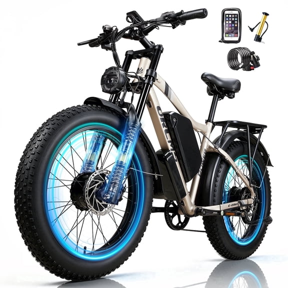 ORLMS 6000W Peak Dual Motor E-Bike, 52V 25Ah Electric Bike, 24" All-Terrain Fat Tire Bicycle, 40 mph High-Speed, Up to 105 mile Range, Hydraulic Brakes, for Off-road & Hunting