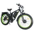 thumbnail image 1 of ORLMS 60V 25Ah Electric Bike for Adult, 3000W Peak Dual Motors, 26" x 4.0" Fat Tire City Commuter E-Bike with Hydraulic Brakes, 35MPH, 7-Speed, UL2849 Certified(Green), 1 of 8