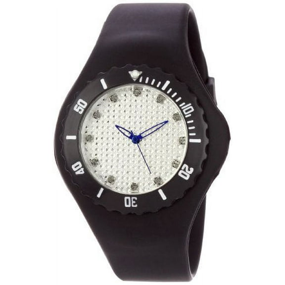 ORLOGI Women's TK596BK Beach Pave Lightweight Black Rubber Watch