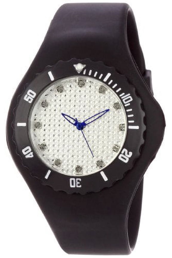 ORLOGI Women's TK596BK Beach Pave Lightweight Black Rubber Watch