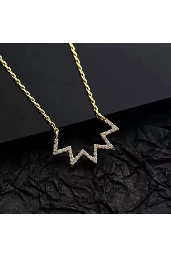 1.20 Ct Round Cut Moissanite 14K Yellow Gold Plated Stunning Pendant Necklace