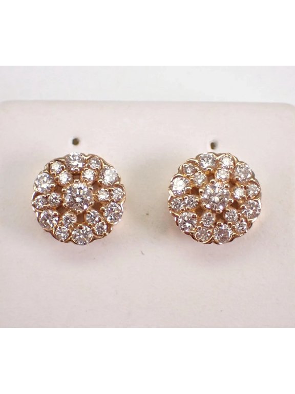 1.30Ct Moissanite Halo Cluster Snowflake Earrings 14K Yellow Gold Plated