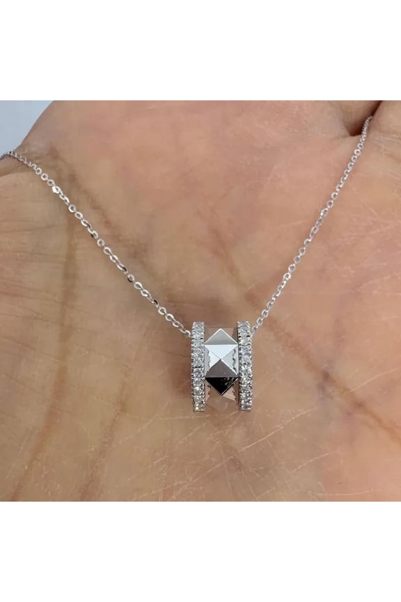 1.30Ct Round Cut Moissanite Rondelle Necklace 14K White Gold Plated for Women