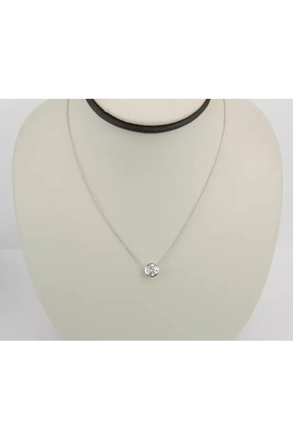 1.50 Ct Round Cut Moissanite Bezel Set Solitaire Pendant 14K White Gold Plated