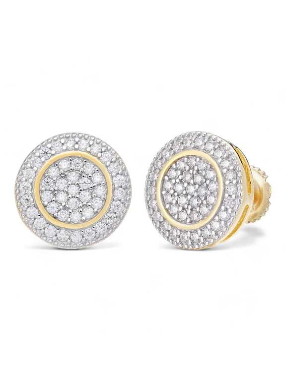 1.50Ct Moissanite Cluster Men's 11mm Stud Earrings 14K Gold Vermeil 925 Silver