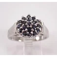 thumbnail image 1 of ORLOV DIAMONDS 1.50Ct Round Cut Lab Created Sapphire Cluster Wedding Ring 14K White Gold Plated, 1 of 4