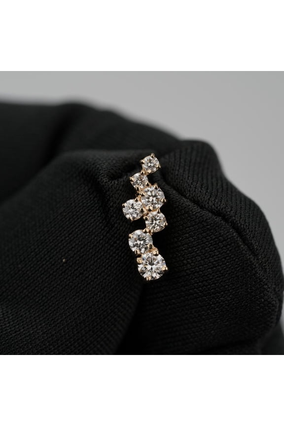 1.70ct Moissanite Cluster Crawler Stud Earring 14k Yellow Gold Plated
