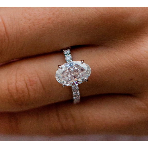 ORLOV DIAMONDS 1.75Ct Oval Cut Women's Moissanite Engagement Ring 14K White Gold Plated