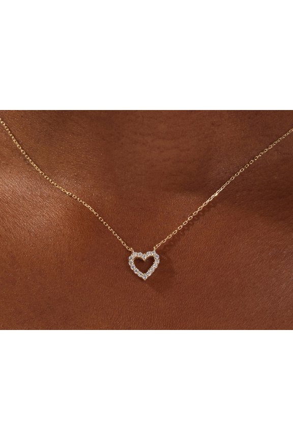 14k Yellow Gold Plated 1ct Moissanite Heart Shape Necklace for Women