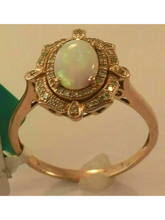 2.00Ct Oval Cut Genuine Fire Opal Halo Engagement Ring 14K Rose Gold Plated