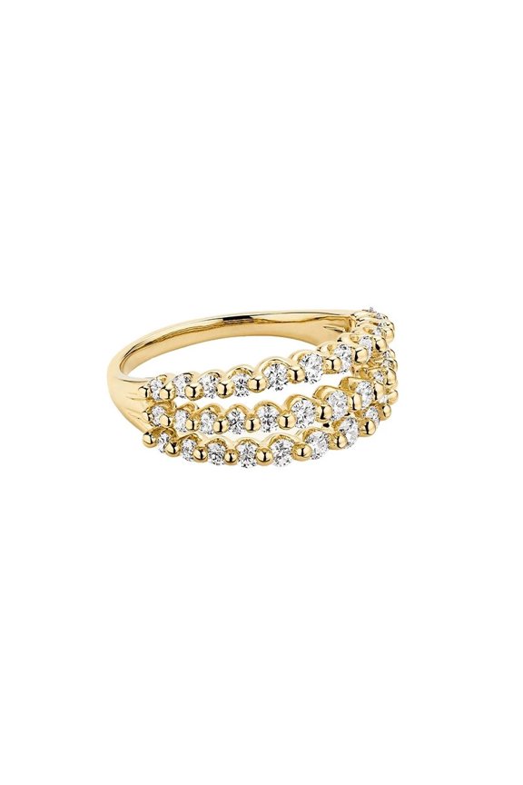 2.25Ct Moissanite Three Row 14K Yellow Gold Plated Women's Wedding Band Ring