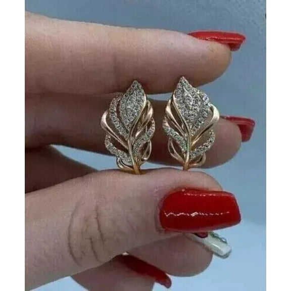 ORLOV DIAMONDS 2.50Ct Round Cut Real Moissanite Heart Solitaire Earrings 14K White Gold Plated