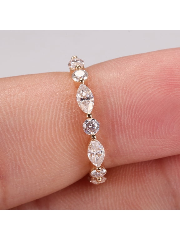 2Ct Moissanite Marquise Cut Women Wedding Band Ring 14K Yellow Gold Plated