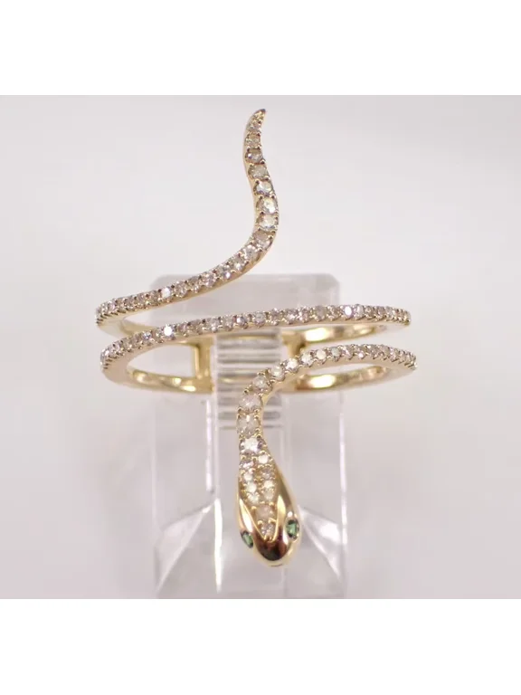 2Ct Round Cut Moissanite Snake Wrapround Wedding Women Ring 14k Yellow Gold Plated