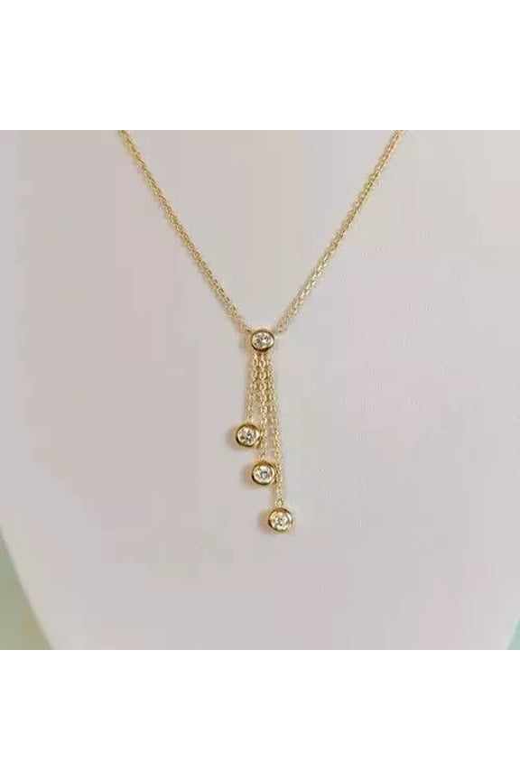 2Ct Round Cut Moissanite Women's Beauty Necklace Pendant 14K Yellow Gold Plated 18"