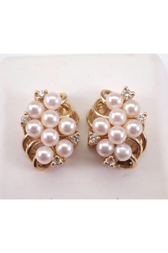 2Ct Round Cut Pearl Delicate Stud Earrings 14K Yellow Gold Plated