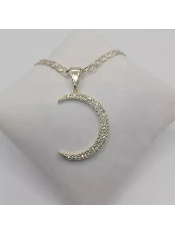 2Ct Round cut Moissanite Moon Charm Only Pendant 14K White Gold Plated