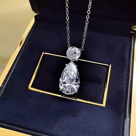 ORLOV DIAMONDS 5.00 Ct Pear Cut Moissanite Solitare Pendant for Women 925 Sterling Silver Free Chain