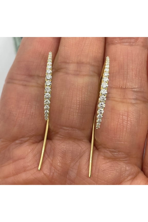 Arc Hoop Women Earring 1.60ct Moissanite 14K Yellow Gold Plated