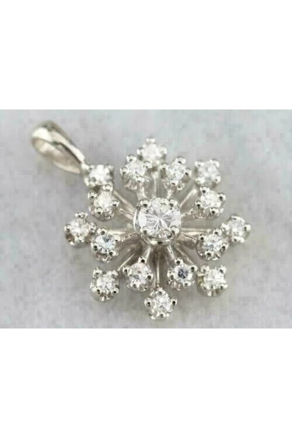 Cluster Snowflake 1.50ct Moissanite Charm Pendant 14K White Gold Plated