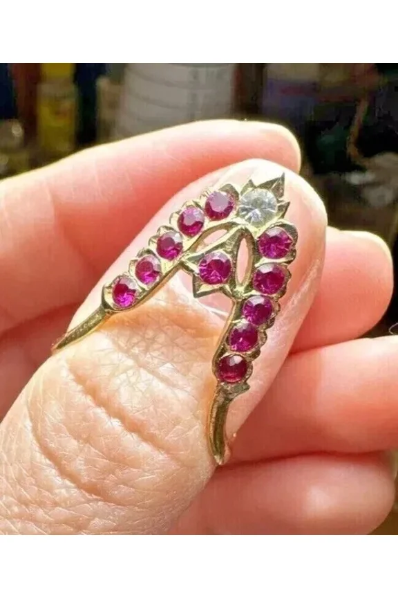 Lab Created Ruby Vintage Estate 1Ct Heirloom Wedding Ring 14K Yellow Gold Plated