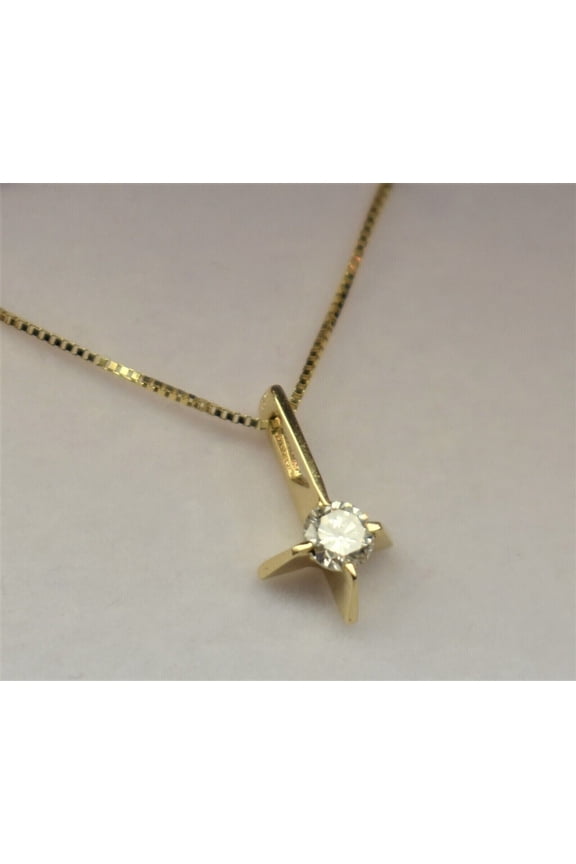 Lucky Horse Shoe Pendant Necklace Round Cut Moissanite 14K Yellow Gold Finish