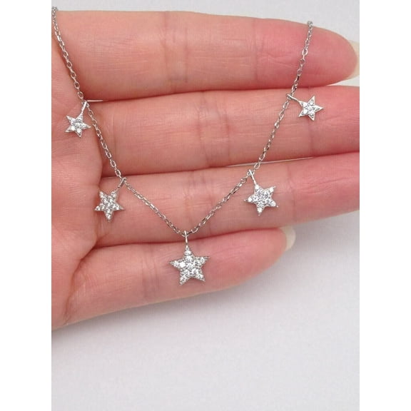 ORLOV DIAMONDS Moissanite 1.5Ct Star Charm Women Necklace 14K White Gold Plated 18"