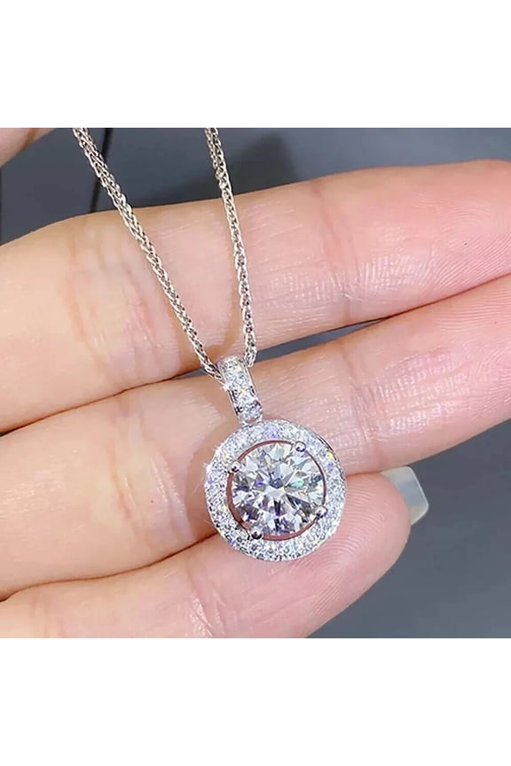 Round Cut Moissanite Women's Beautiful Cross Pendant Necklace 14K White Gold Finish