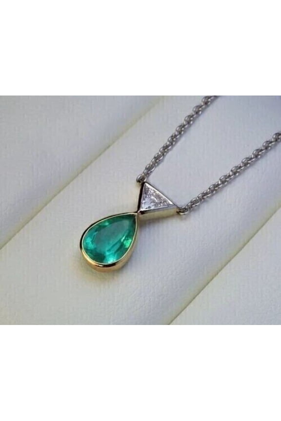 Round Cut Moissanite Women's Solitaire Pendant Necklace 18" Chain 14K White Gold Finish