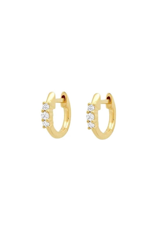 Tiny Huggie Moissanite 0.90ct Round Cut Earrings 14k Yellow Gold Plated